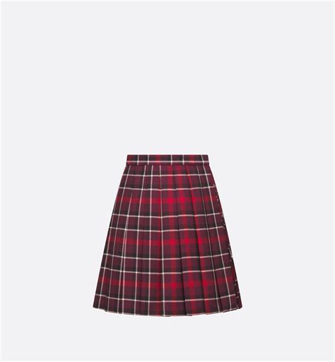 vestito tartan dior|Pleated Short Skirt Red, Black and White Check'n'Dior Tartan .